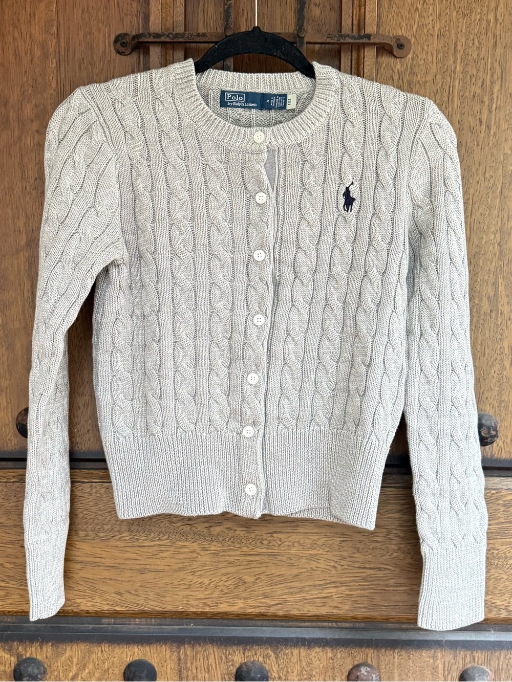 Ralph Lauren Cream Cable-Knit Button Cardigan Sweater